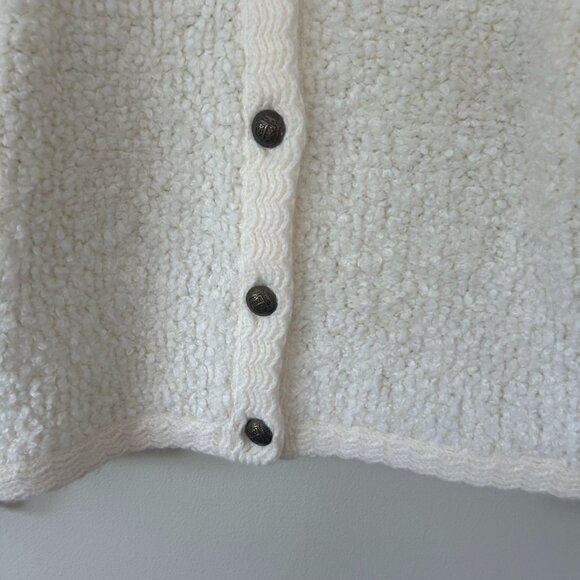 Cream Textured Knit Cardigan Sweater - Picture 10 of 11